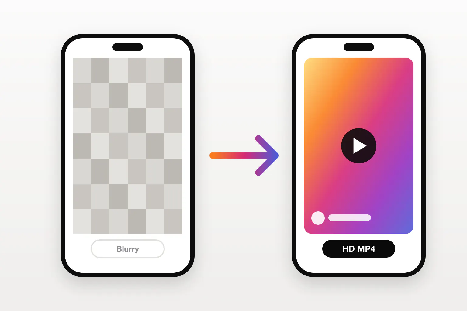 A blurry screen recording of an Instagram Reel next to a sharp HD copy downloaded by link
