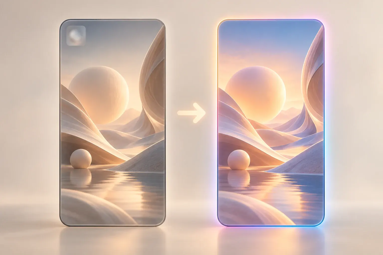 Two Instagram Reel frames side by side: one with a watermark badge in the corner and a clean copy downloaded without a watermark