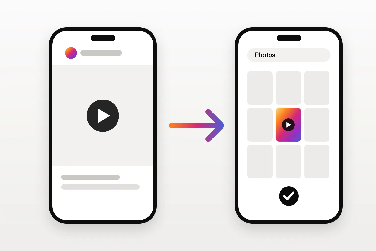 An Instagram video on one iPhone saved into the Photos app on another iPhone, downloaded with Safari
