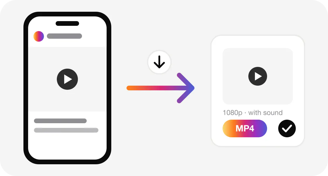 Instagram video post on a phone being saved as an HD MP4 file with sound