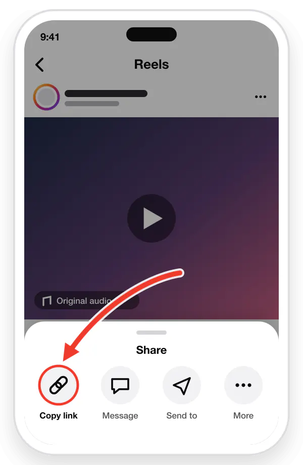 Step 1: tap Share on the Instagram Reel audio and choose Copy link