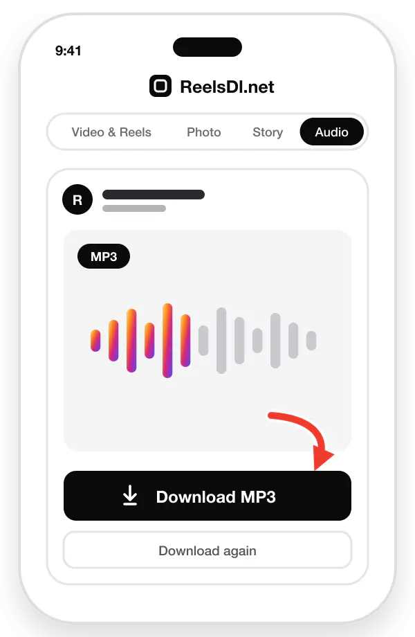 Step 3: tap Download MP3 to save the Instagram Reel audio to your device