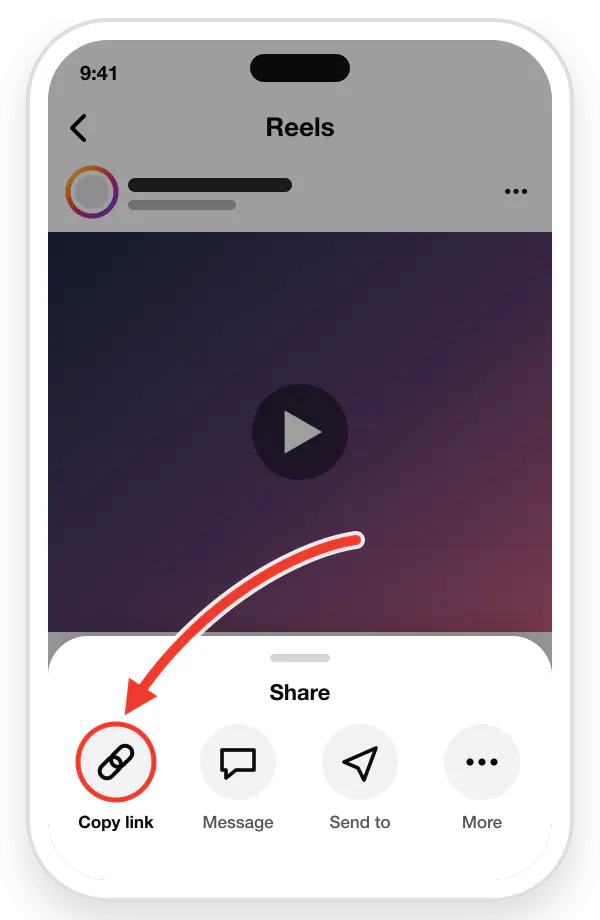 Step 1: tap Share on the Instagram video or Reel and choose Copy link